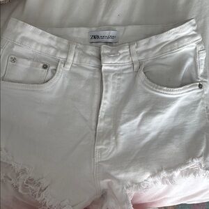 Zara Women's Crisp White Jean Shorts